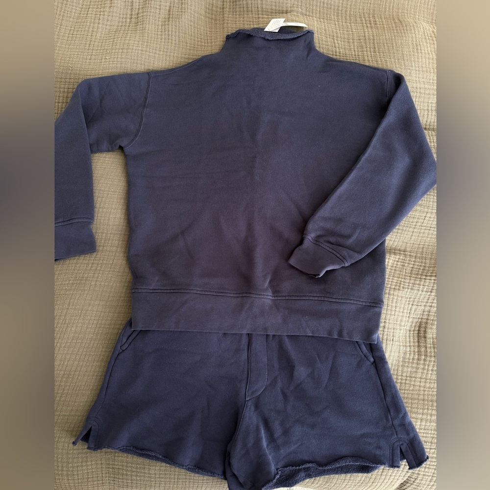 NWT J.Crew Navy Terry Sweatshirt and Sweatshort set